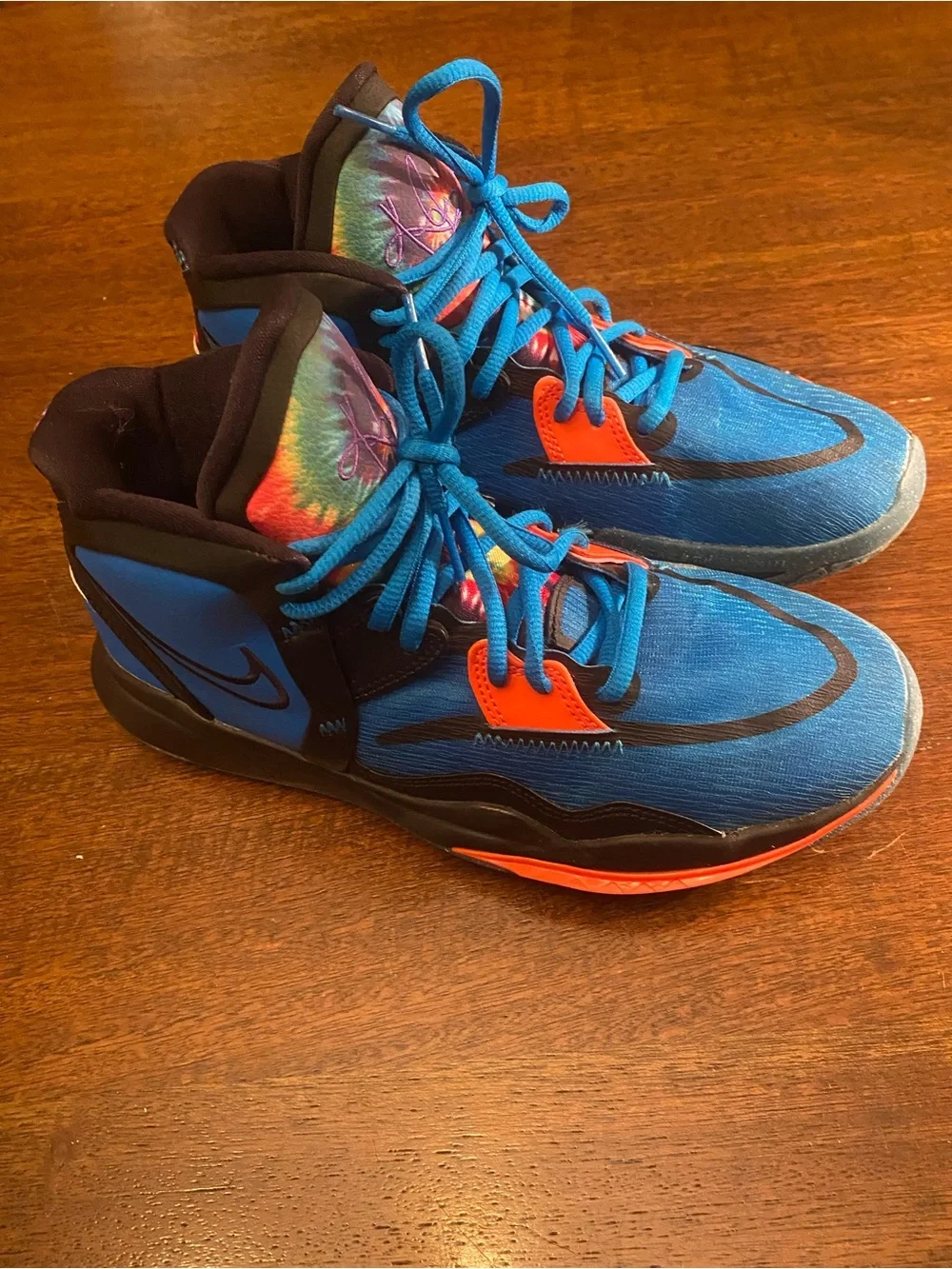 Nike Kyrie Youth 7Y Basketball Mid Top Sneakers Blue Black Orange DM3894-410